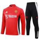 Conjunto Manchester United Zíper Curto Treino Vermelho e Preto
