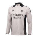 Conjunto Real Madrid Zíper Curto Treino Bege e Ciano 2024/25