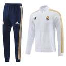 Conjunto Real Madrid Zíper Longo Branco e Azul