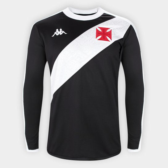 Camisa Vasco I 24/25 Jogador Kappa Manga Longa Masculina - Preto+Branco