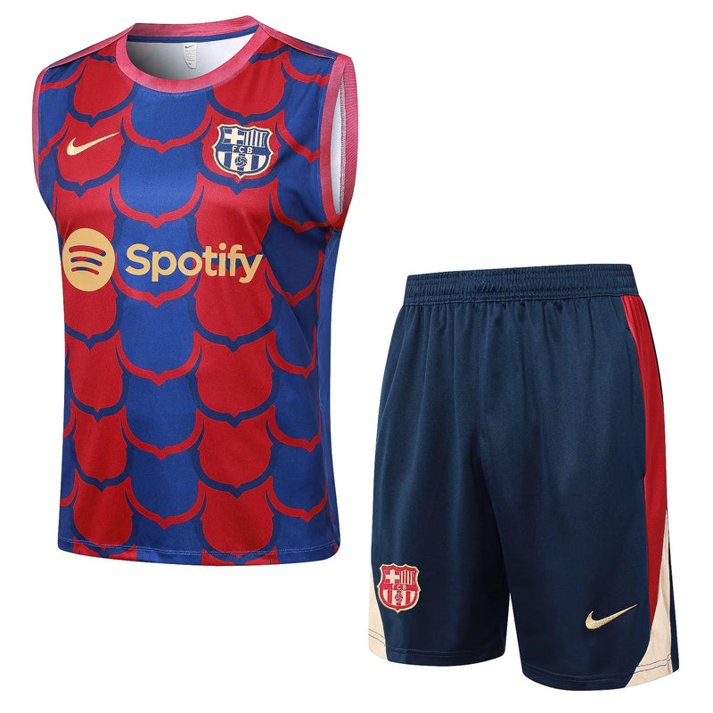 Conjunto Barcelona Treino Regata 25/26 - Azul e Vermelho