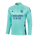 Conjunto Real Madrid Zíper Curto Treino Azul Turquesa 2024/25