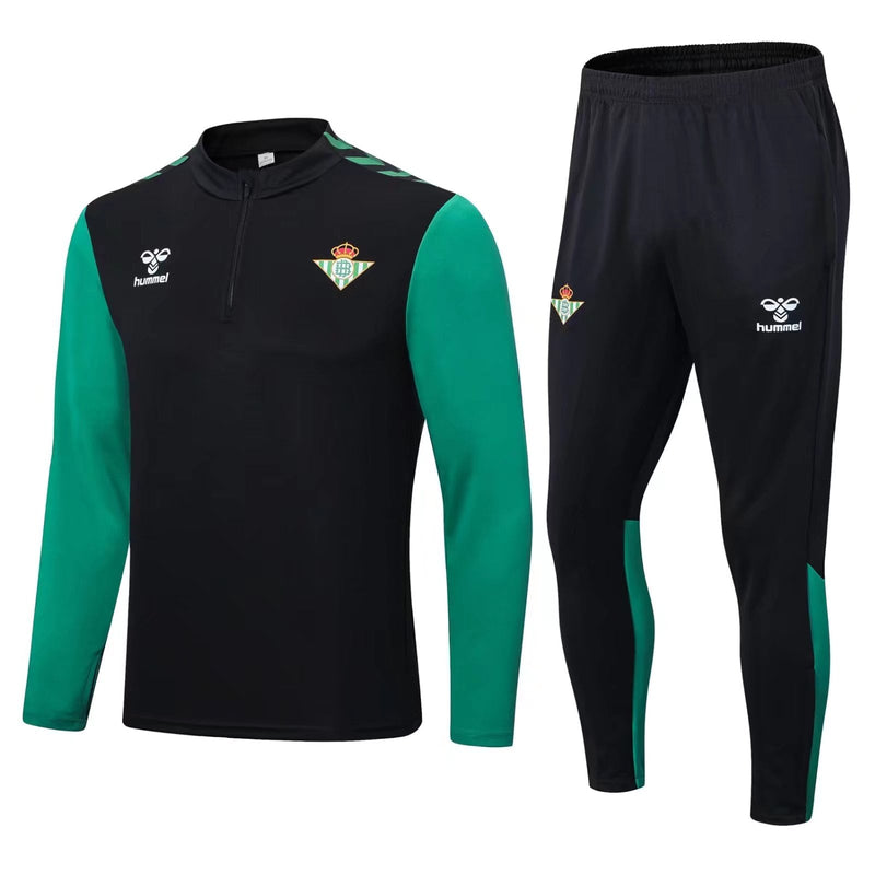 Conjunto Real Betis Zíper Curto Preto e Verde